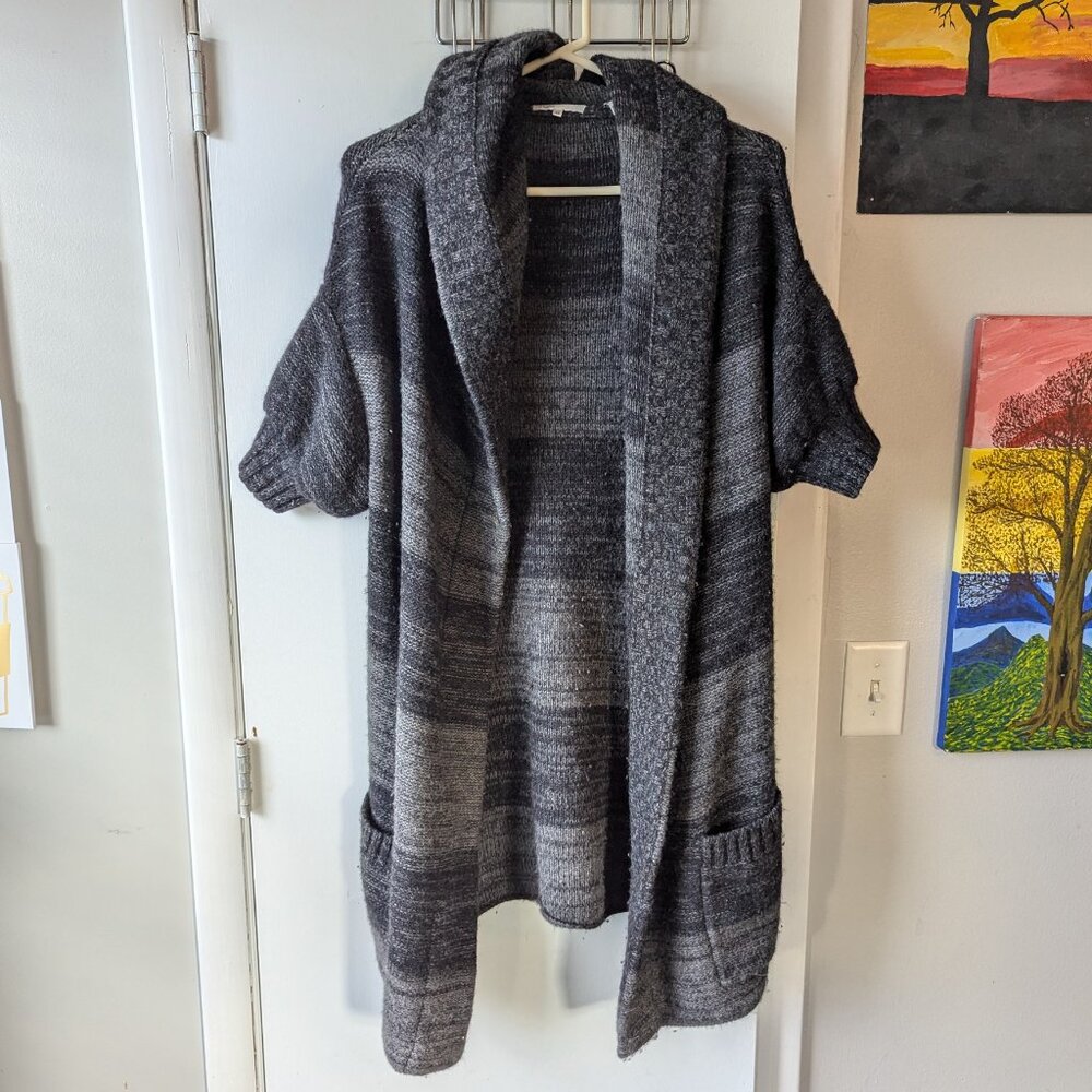 Vince Charcoal and Light Gray Striped Cardigan